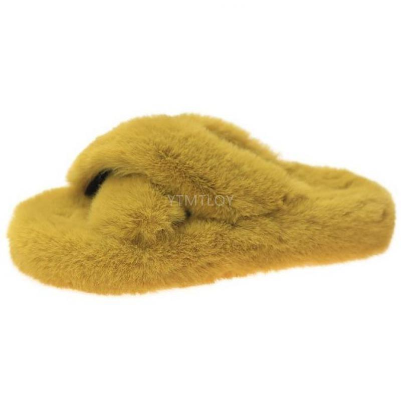 Womens Fur Thong Slippers