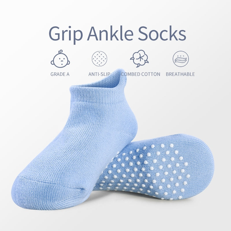 Non-Skid Ankle Socks for Toddlers - 6 Pairs