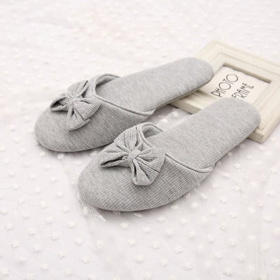Womens Lovely Bowtie Slippers - Slippers Galore