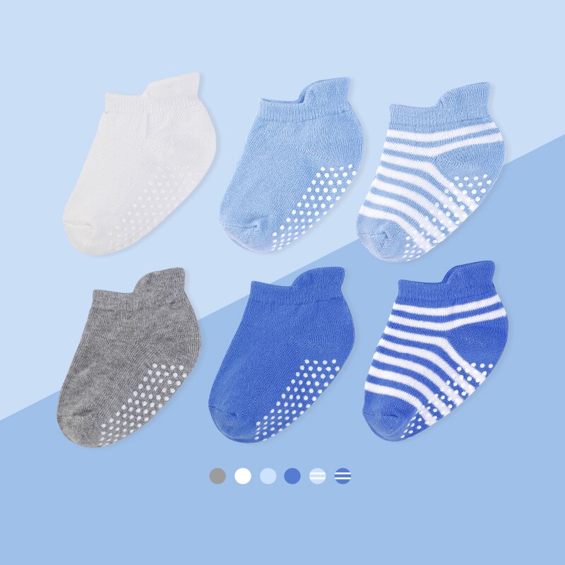 Non-Skid Ankle Socks for Toddlers - 6 Pairs
