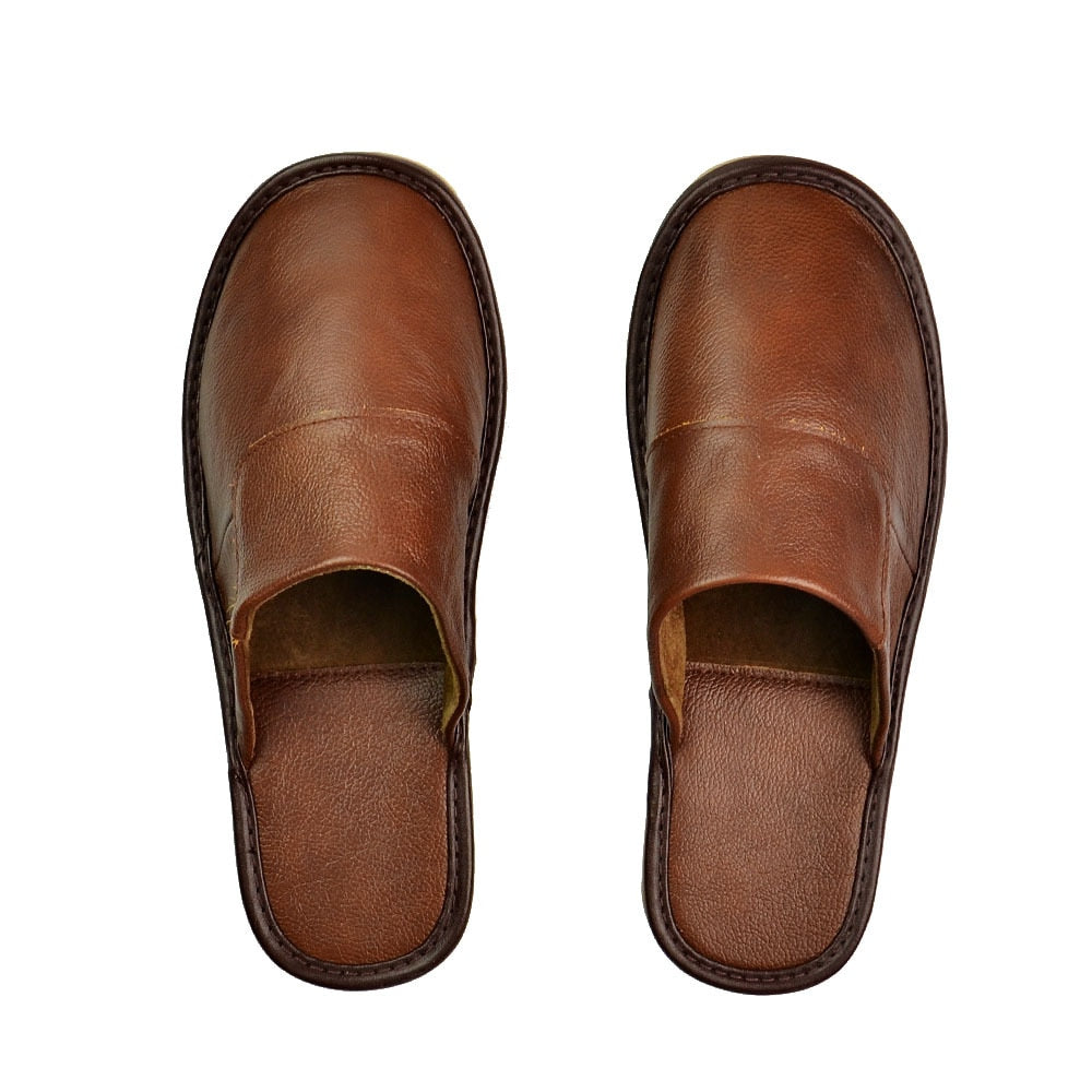 Split Leather Handmade Slippers for Men