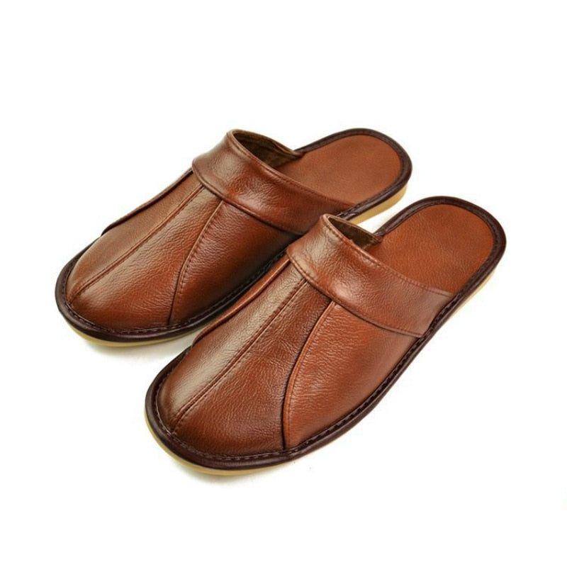 Split Leather Handmade Slippers for Men