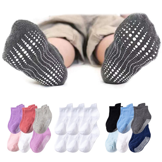 Cotton Anti-Slip Socks for Boys and Girls - 6 Pairs
