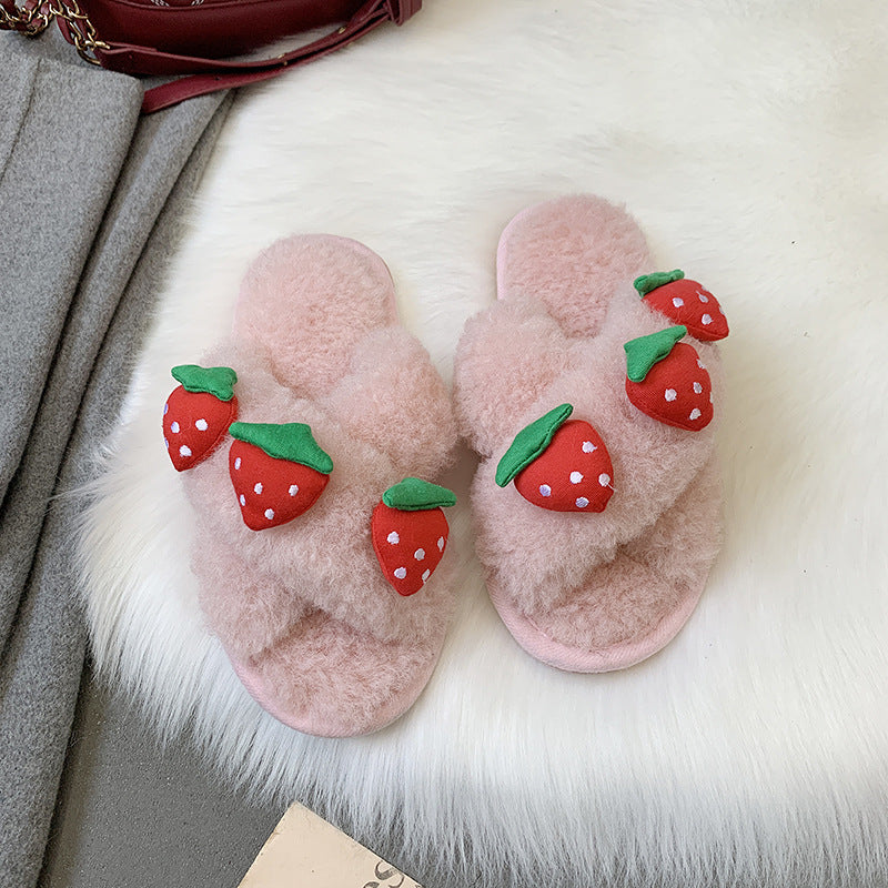Women's Criss Cross Slippers with Fruit