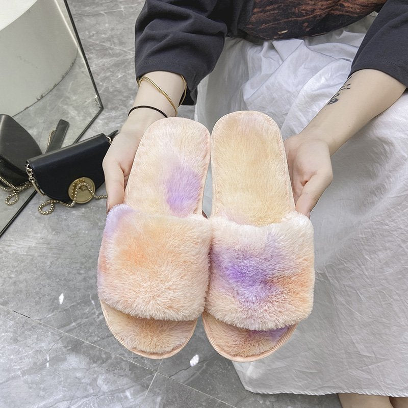 Multi-Color Plush Slippers for Women - Slippers Galore
