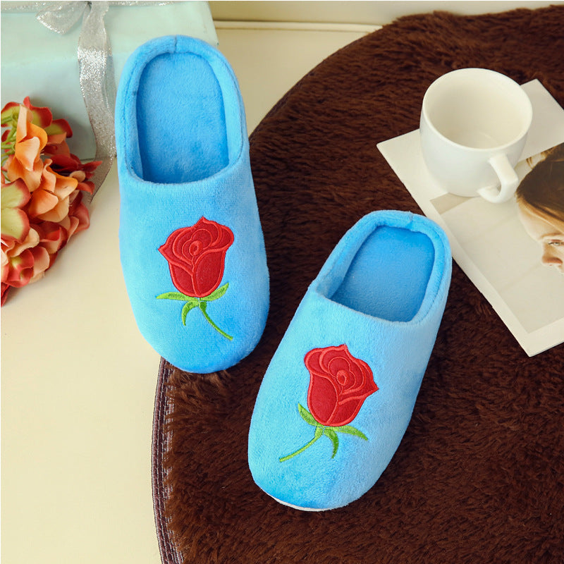 Rose Embroidered Soft Bottom Slippers for Women