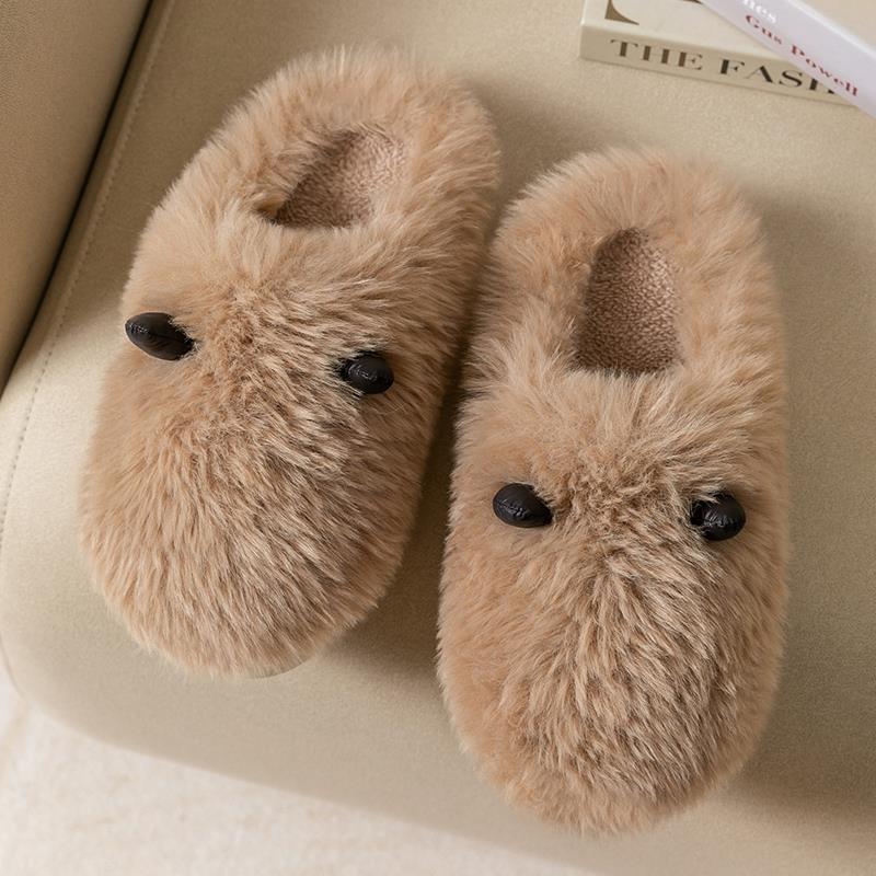 Plush Slippers with 3D Ears for Women