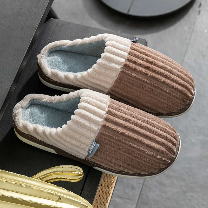 Cotton Plush Slippers with Ridges for Women