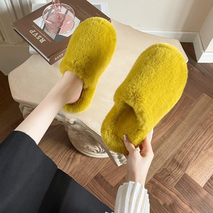Fluffy Faux-Fur Slippers for Women