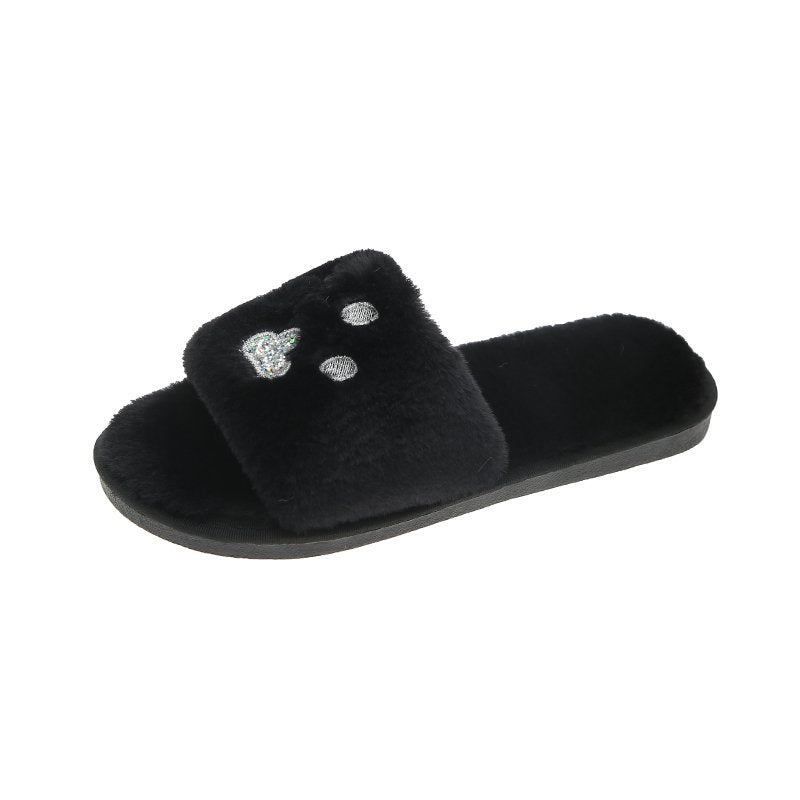 Plush Cat's Paw Slippers for Women