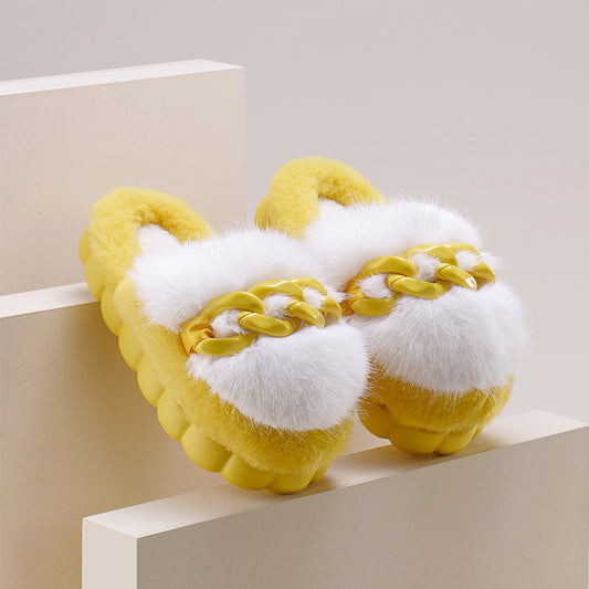 Fluffy Slippers with Links for Women