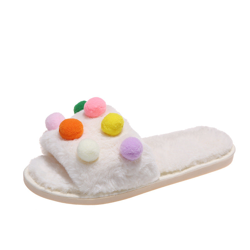 Women's Plush Slippers with PomPoms - Slippers Galore
